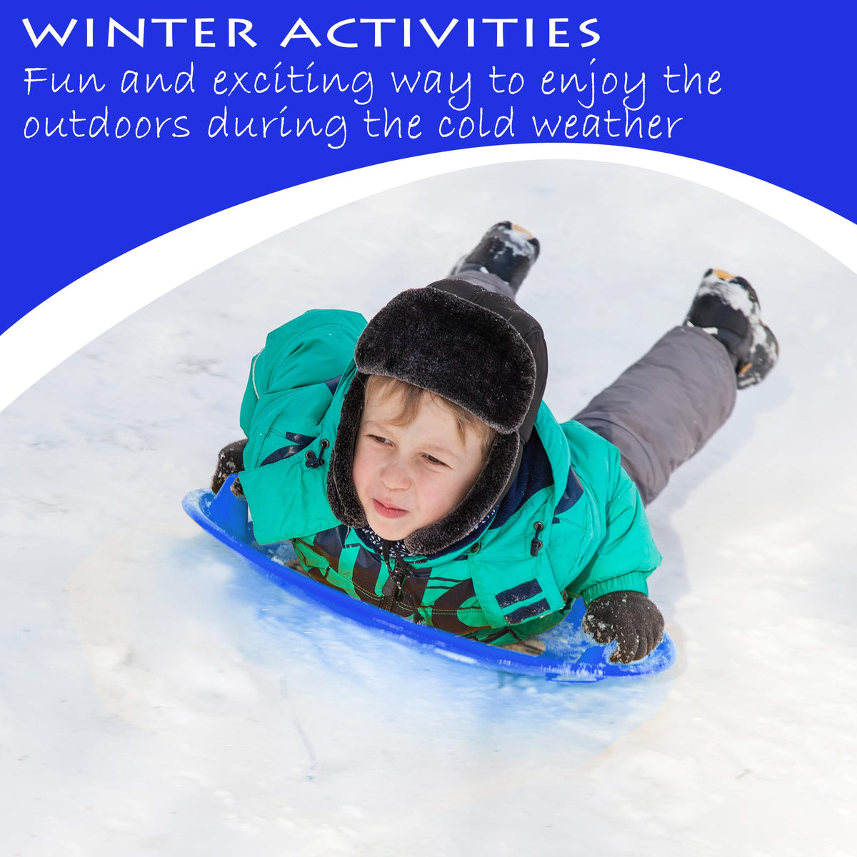 Heavy-Duty Plastic Snow Sled with Handles F677