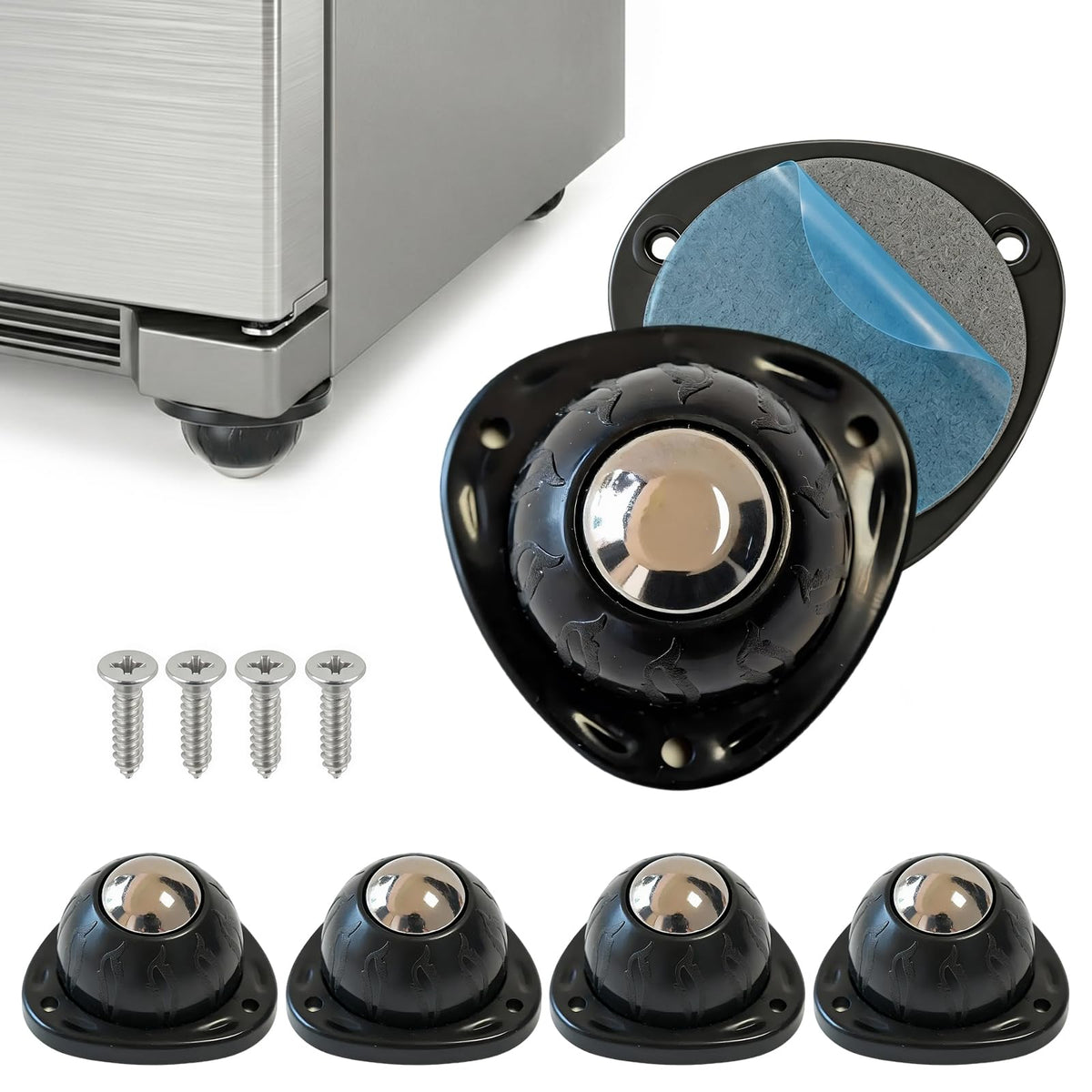 Black 4pcs Self Adhesive Caster Wheels T841