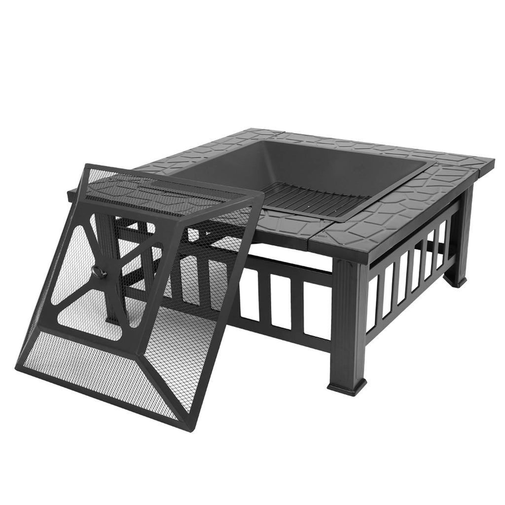 32-inch Metal Outdoor Fire Pit with Fireplace Screen O569