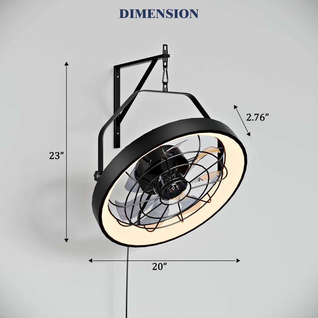 20 Inch Plug In Wall Mount Fan with Light I2892