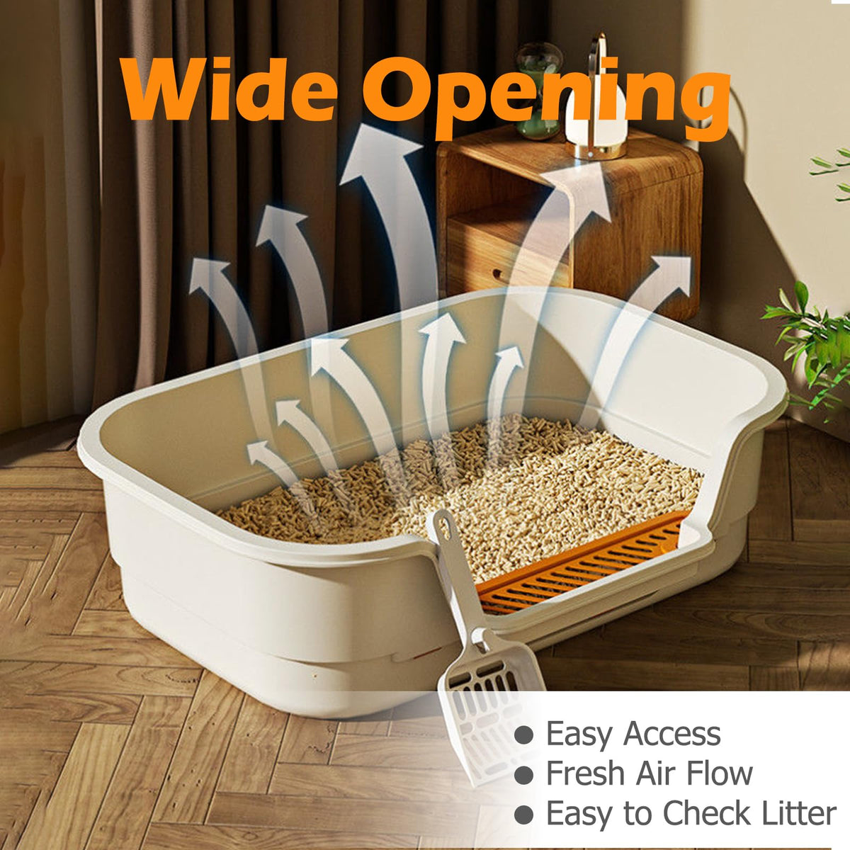 Large High Sides Low Entry Cat Litter Box R2132
