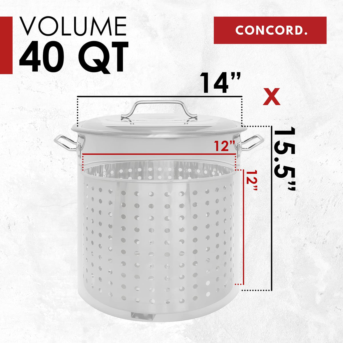 Stainless Steel 40 QT Stock Pot with Steamer Basket and Propane Burner U215