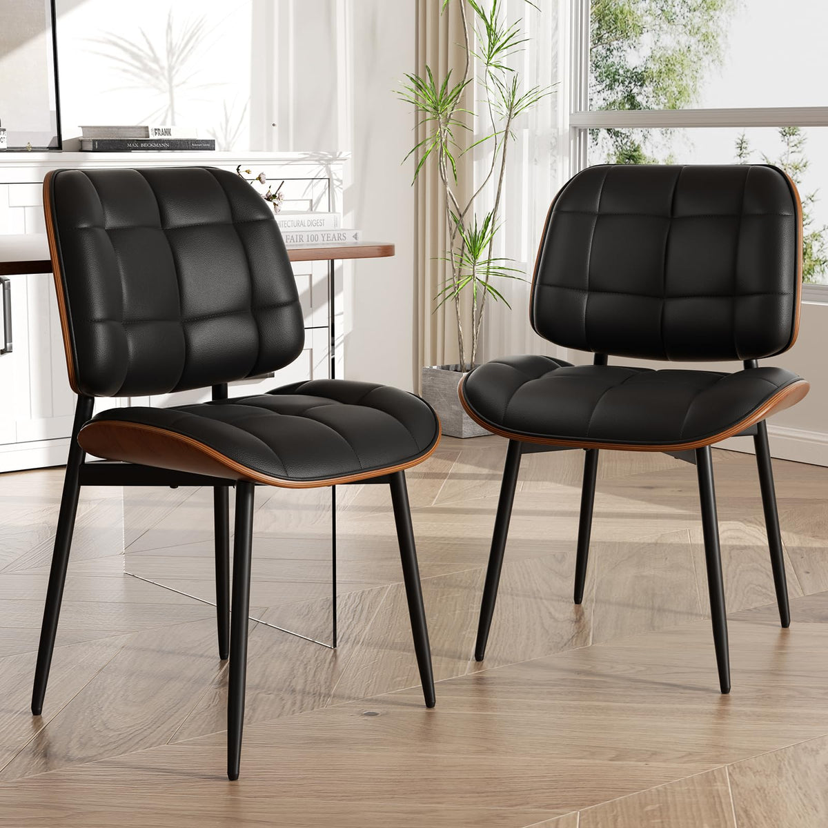 Black Faux Leather Dining Chairs Set of 4 H10503