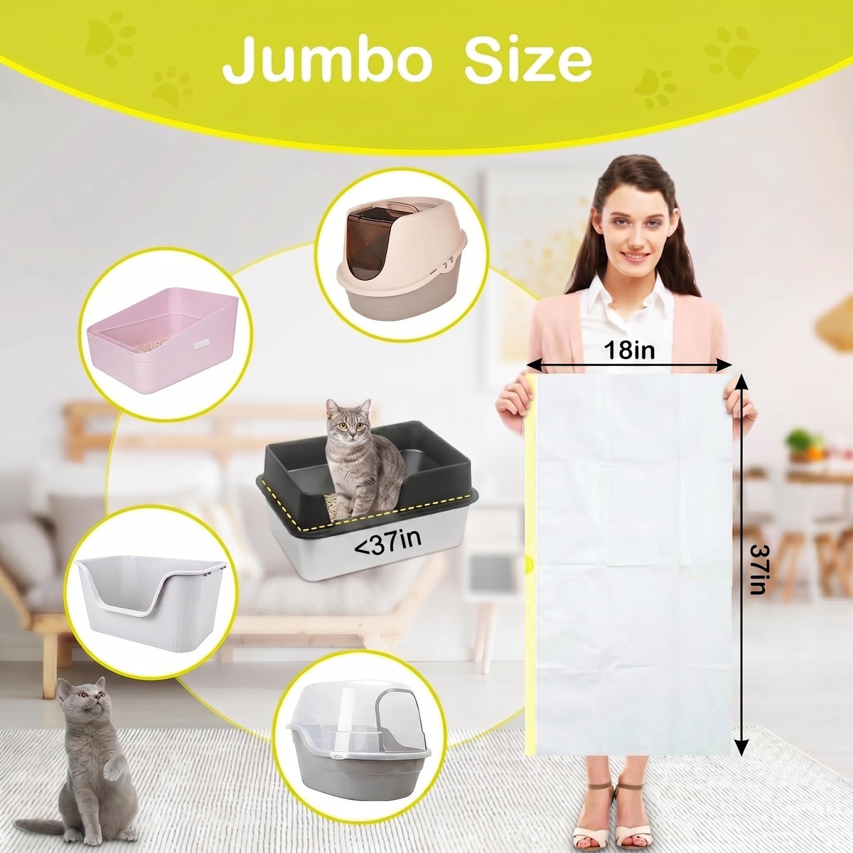 24 Pack Jumbo Cat Litter Box Liners with Drawstring S57157