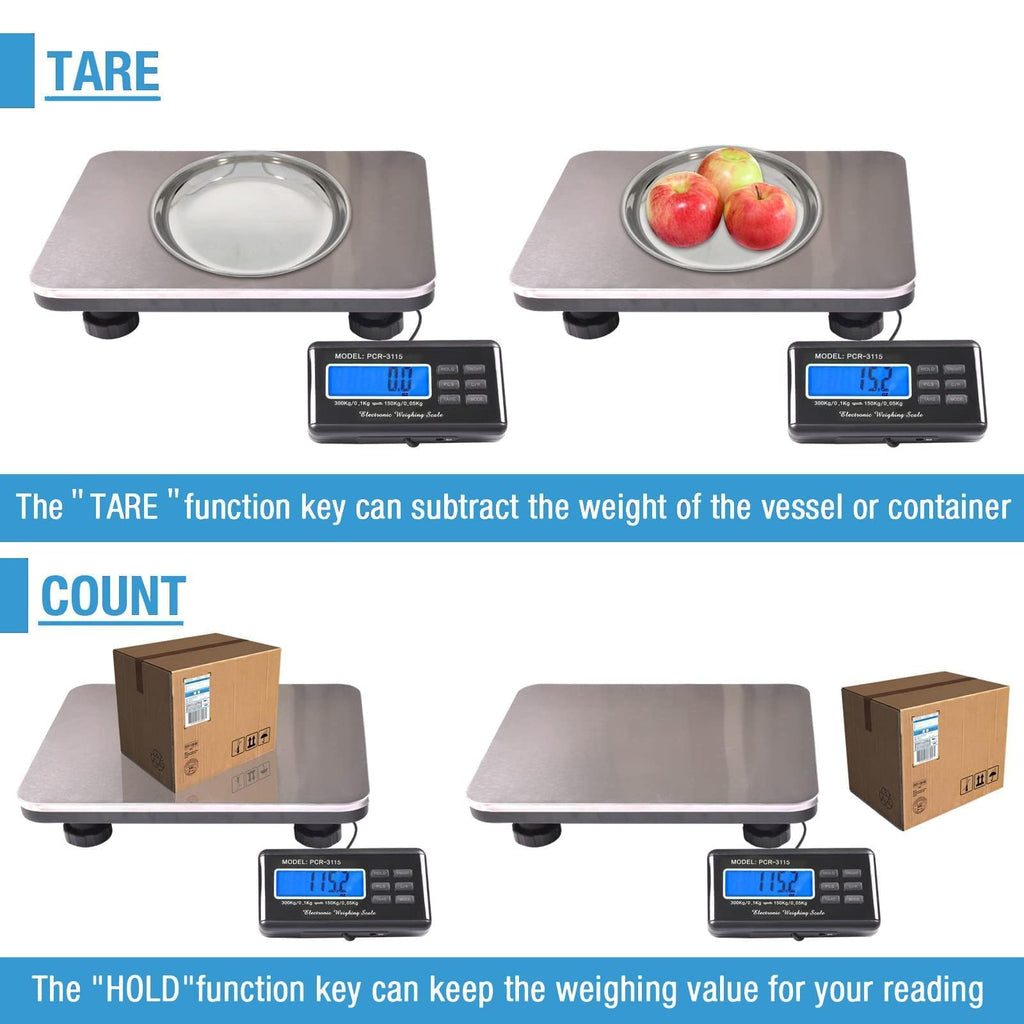 Heavy Duty Shipping Scale 660lbs Stainless Platform K93480