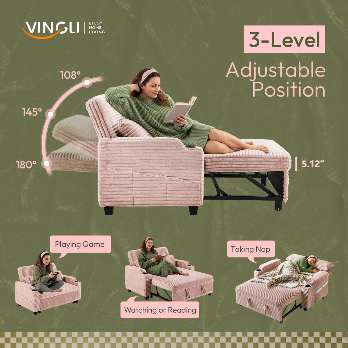 Loveseat Sleeper Sofa Couch with Pull Out Chair Bed B439605
