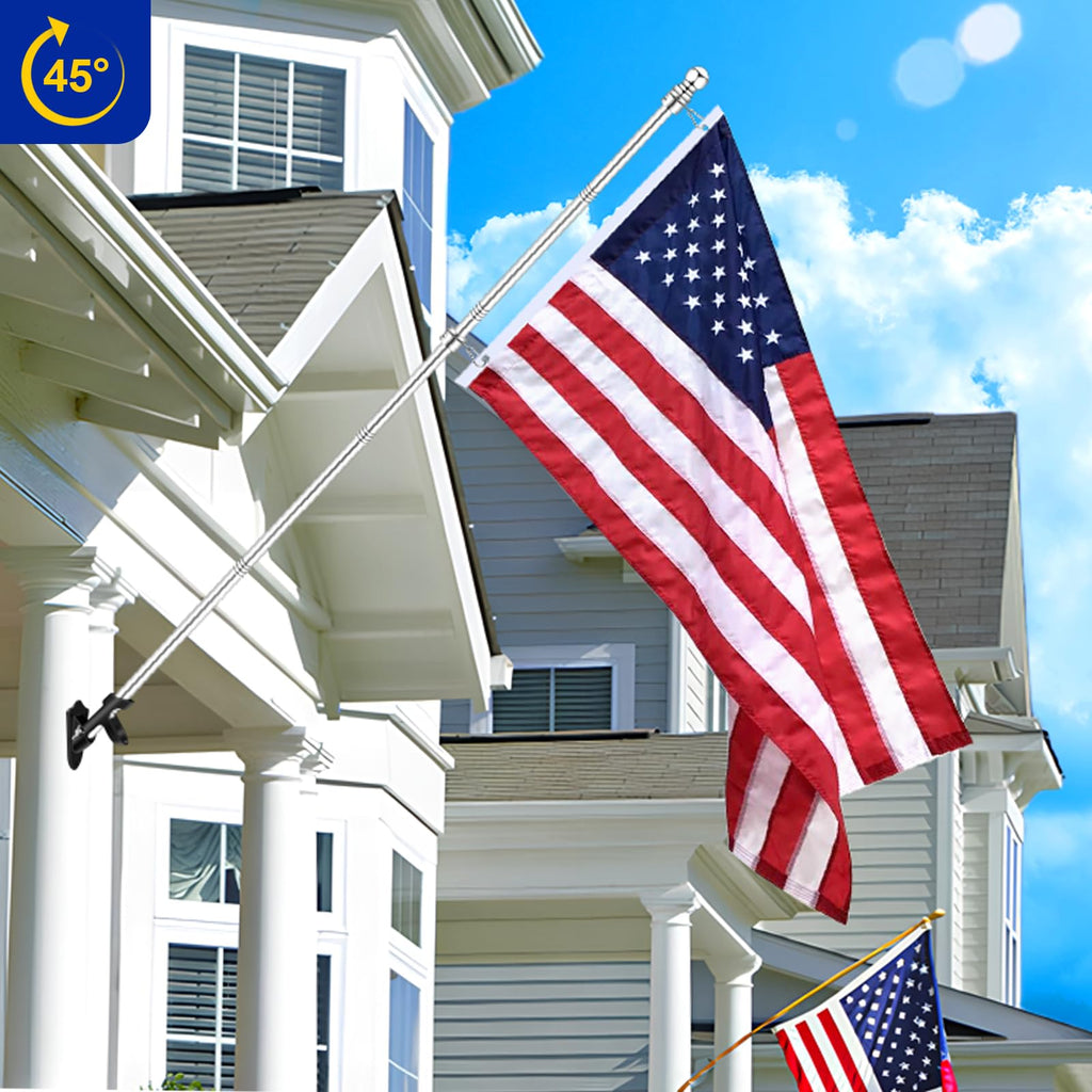 1" Flag Pole Holder Brackets with Hardwares, Two Positions Aluminium Alloy Rust Free Coated, Black 1 Pack A147760