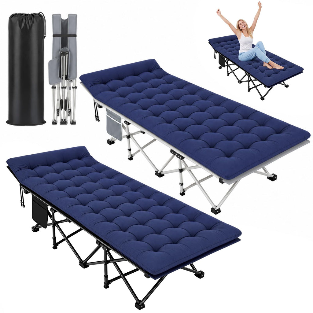 2 Pack Folding Camping Cot with Mattress Q6014