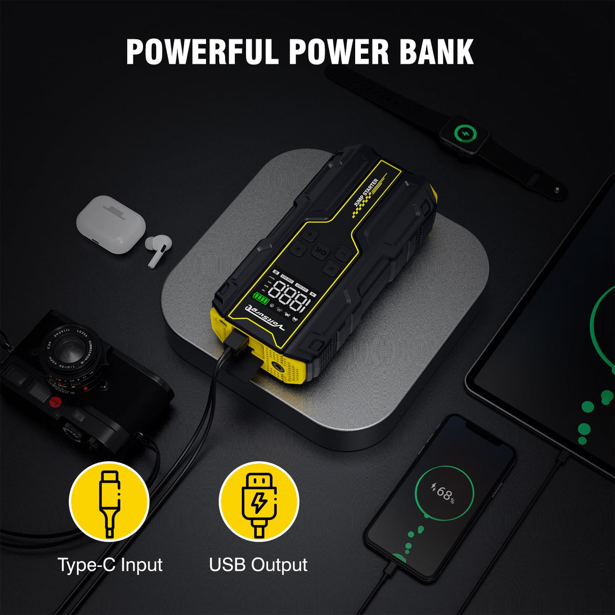 6000A Peak 12V Jump Starter with Air Compressor N62349