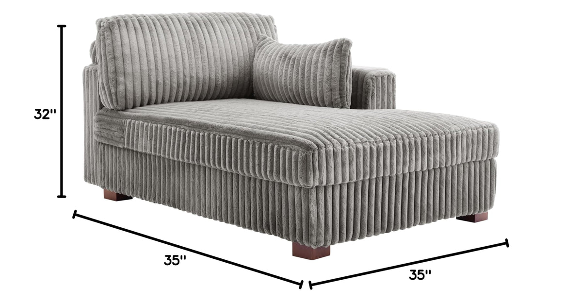 Oversized Faux Fur Upholstered Chaise Lounge Chair with Left Armrest S71975