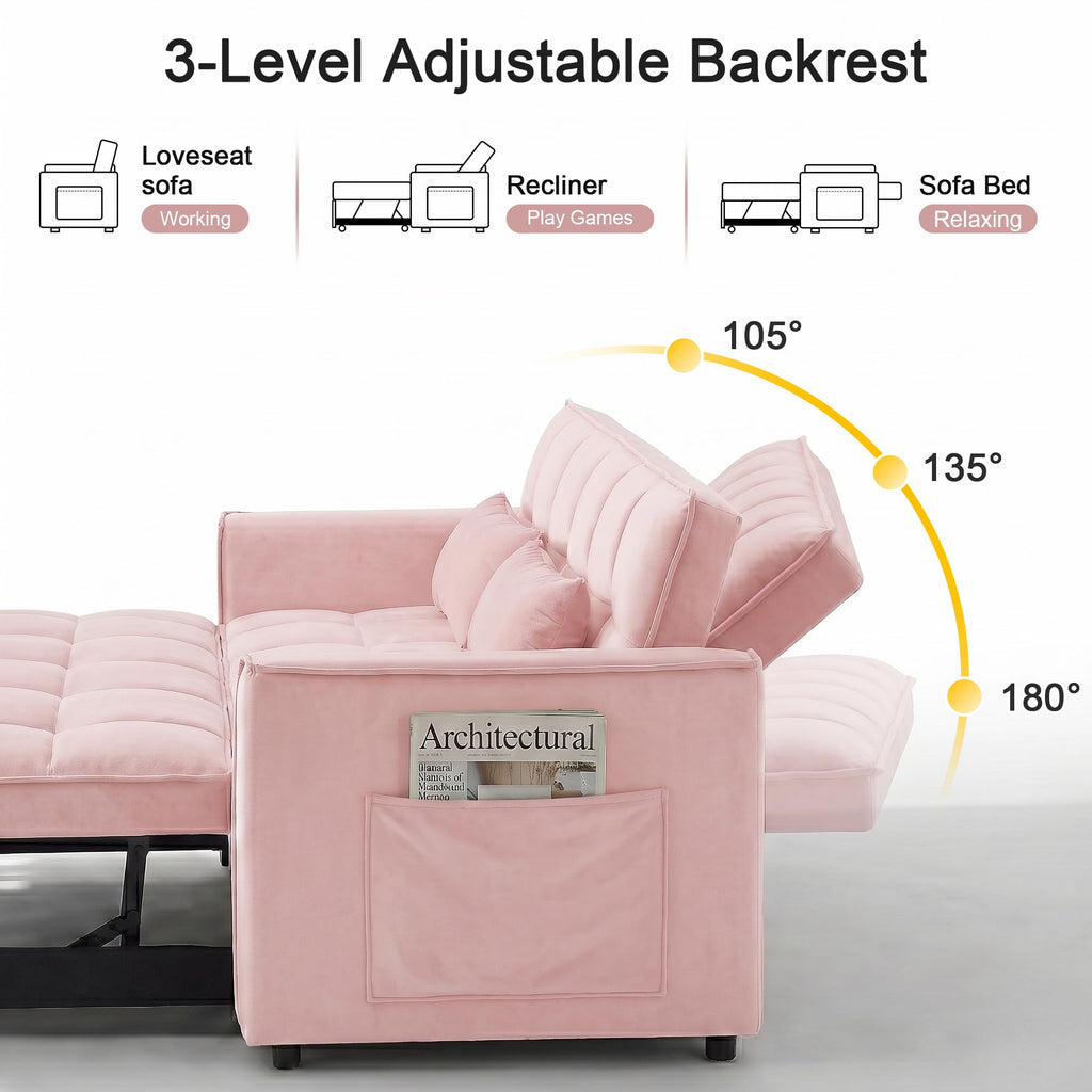 Pink Velvet 3-in-1 Sofa Bed V99809
