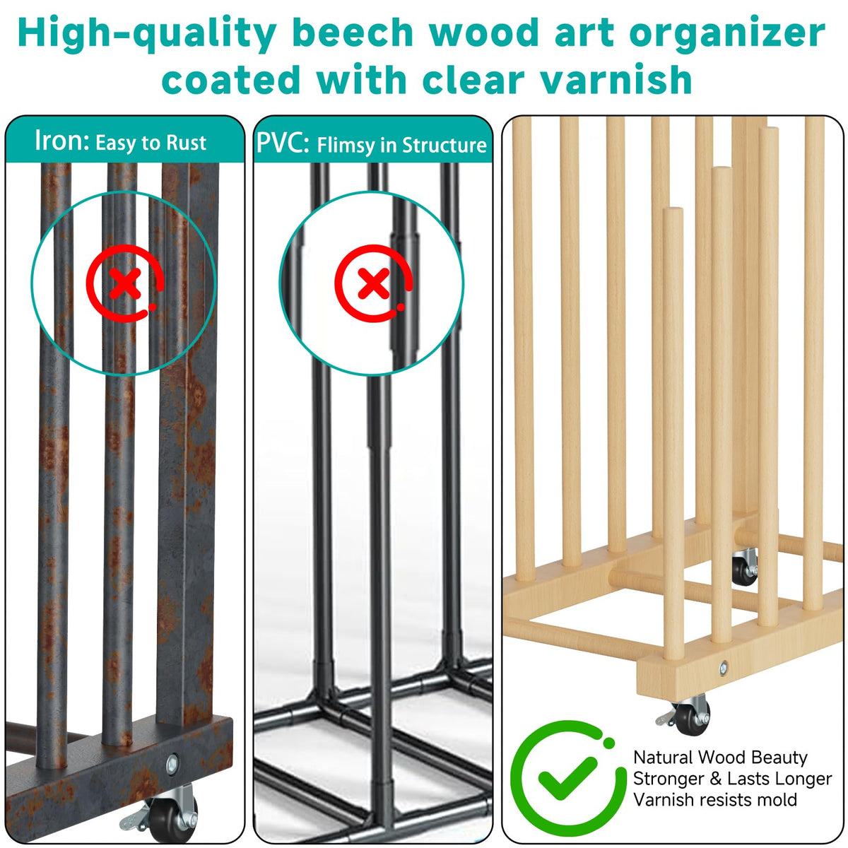 Canvas Storage Rack with Wheels and Handle K2405