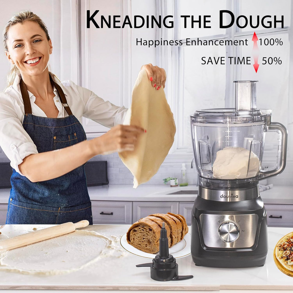 8-Cup Food Processor & Blender Combo, 1000W, Black I18351