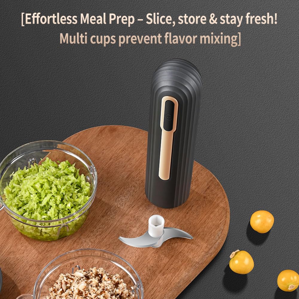 Electric Mini Food Processor, 4-Cup Portable USB, Black Q893