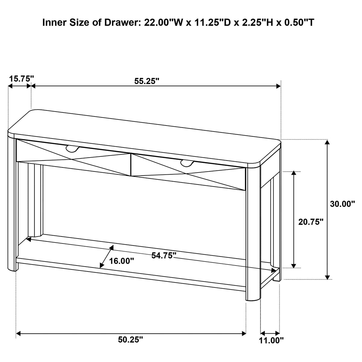55-Inch Rectangular Console Table R29757