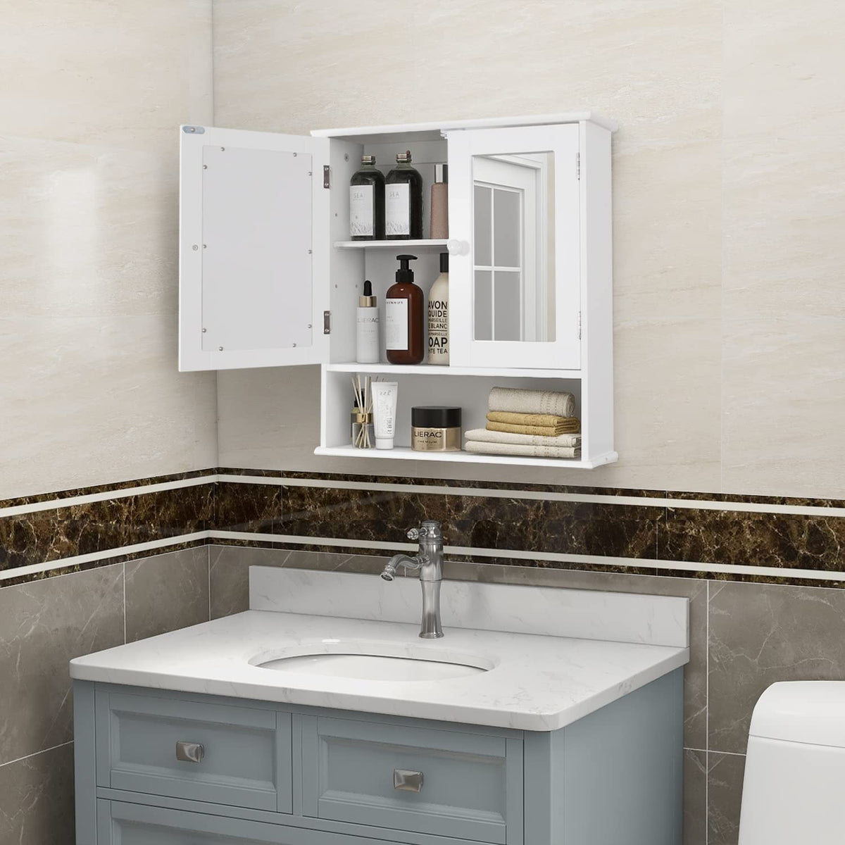 Medicine Cabinet with Mirror 2 Doors T817510