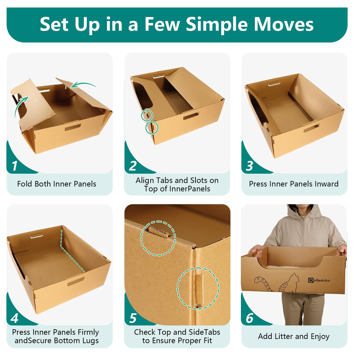 3-Pack Jumbo Disposable Cardboard Cat Litter Box H156