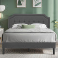 Queen Size Fabric Upholstered Platform Bed Frame with Wooden Slats G3958