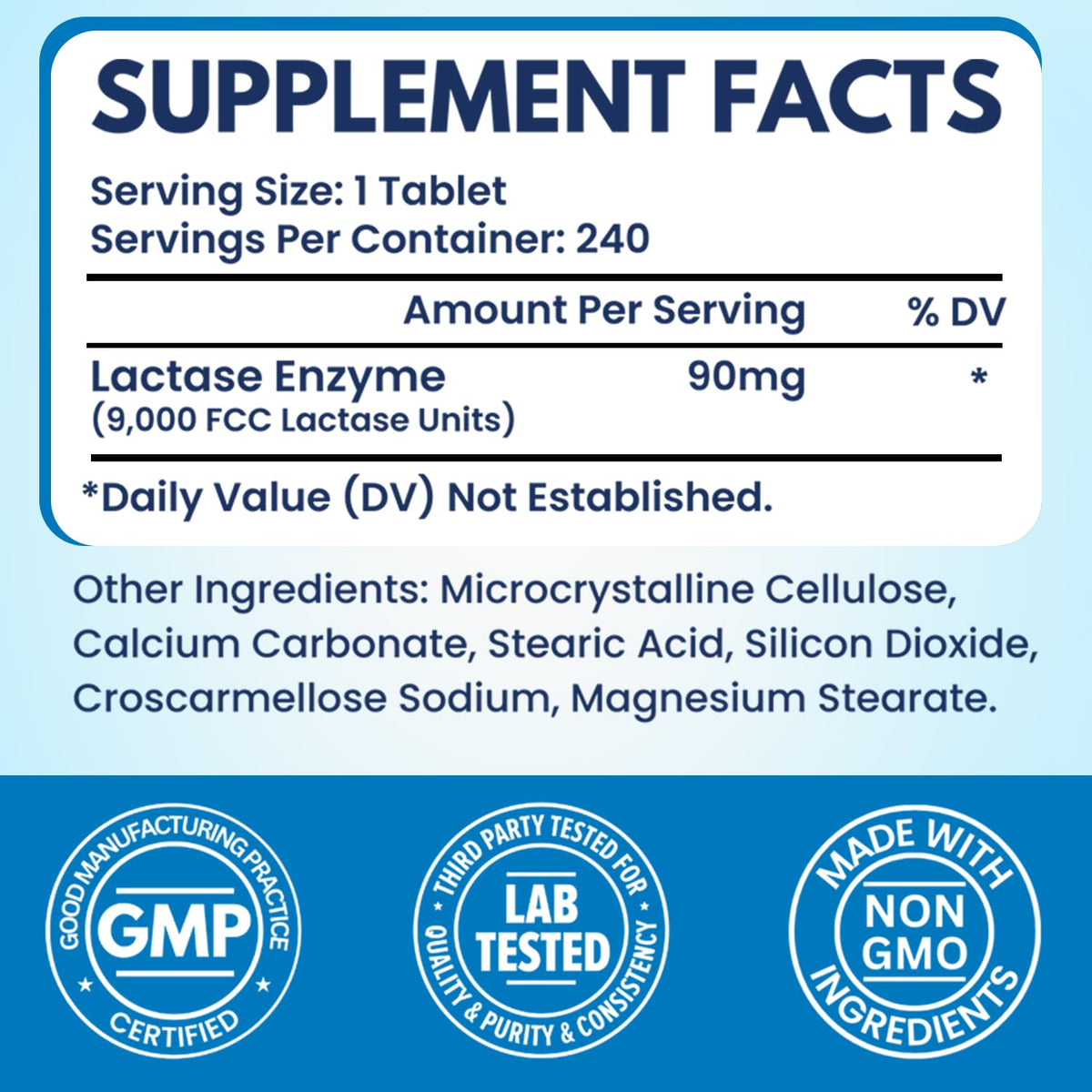 Lactase Enzyme 240 Tablets J58860