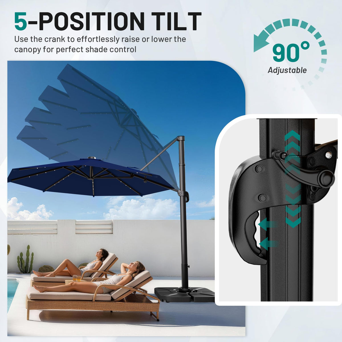 Cantilever Patio Umbrella with Lights Q485446