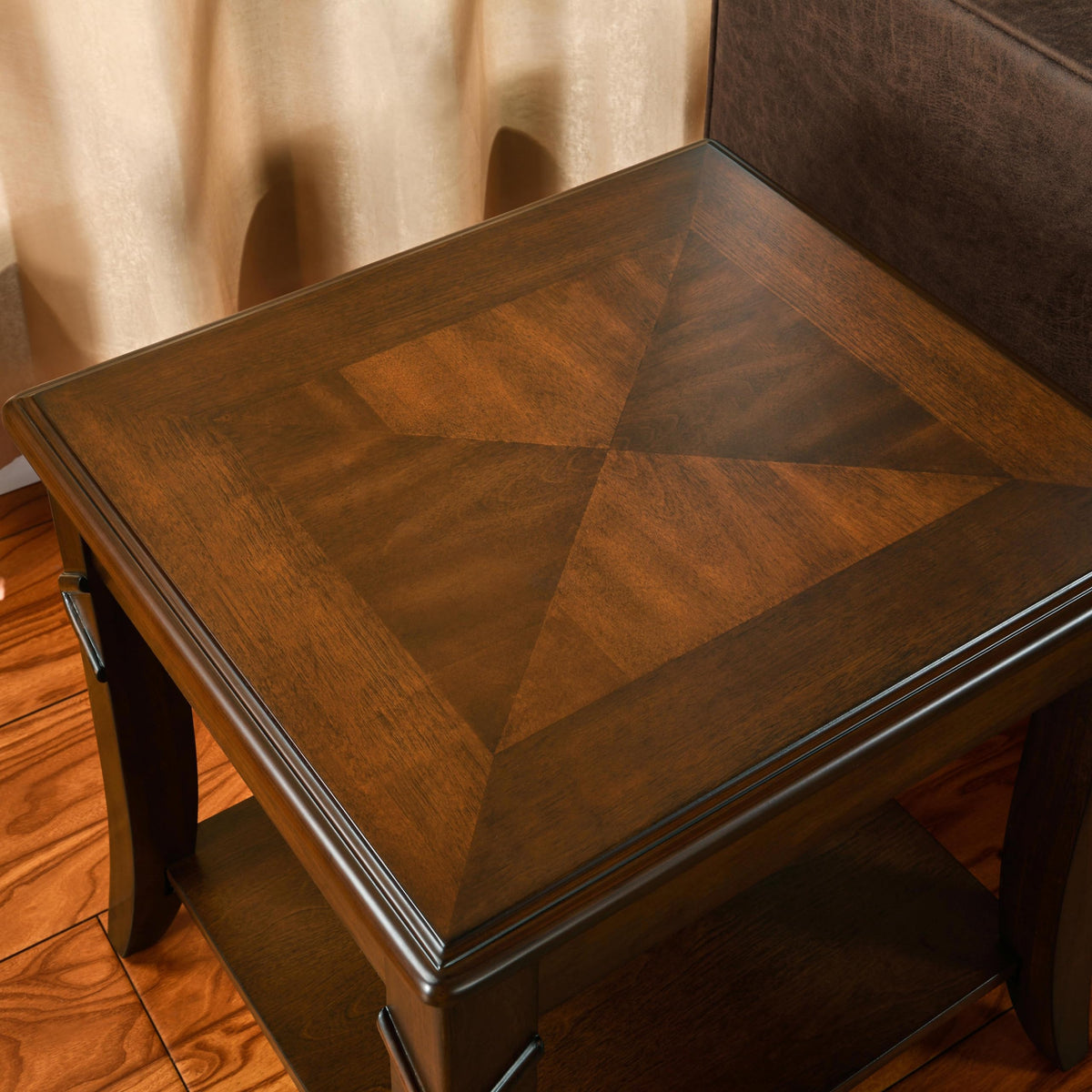 Solid Wood Side End Table with Storage Shelf D2903