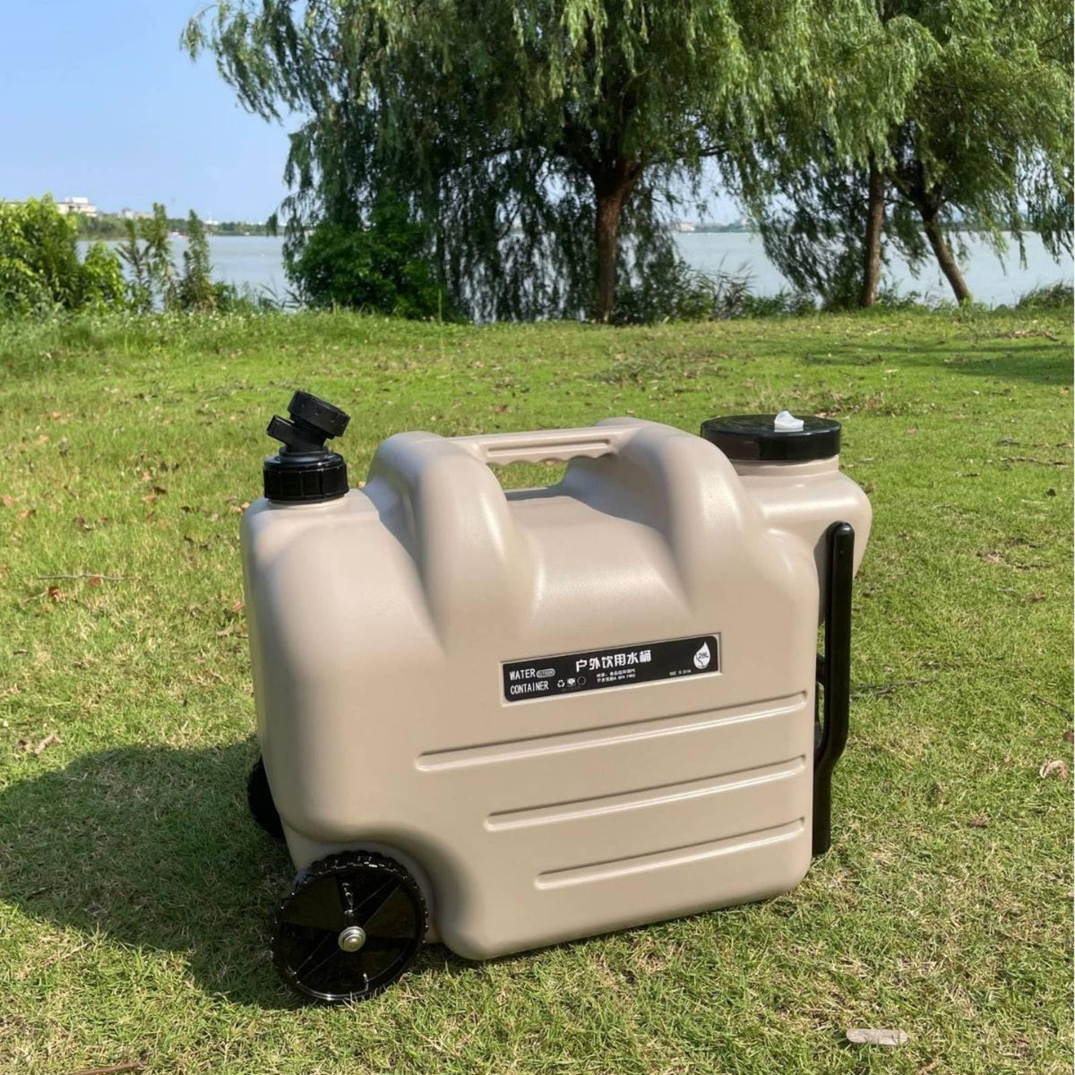 Black Portable Water Container with Faucet and Wheels H5836