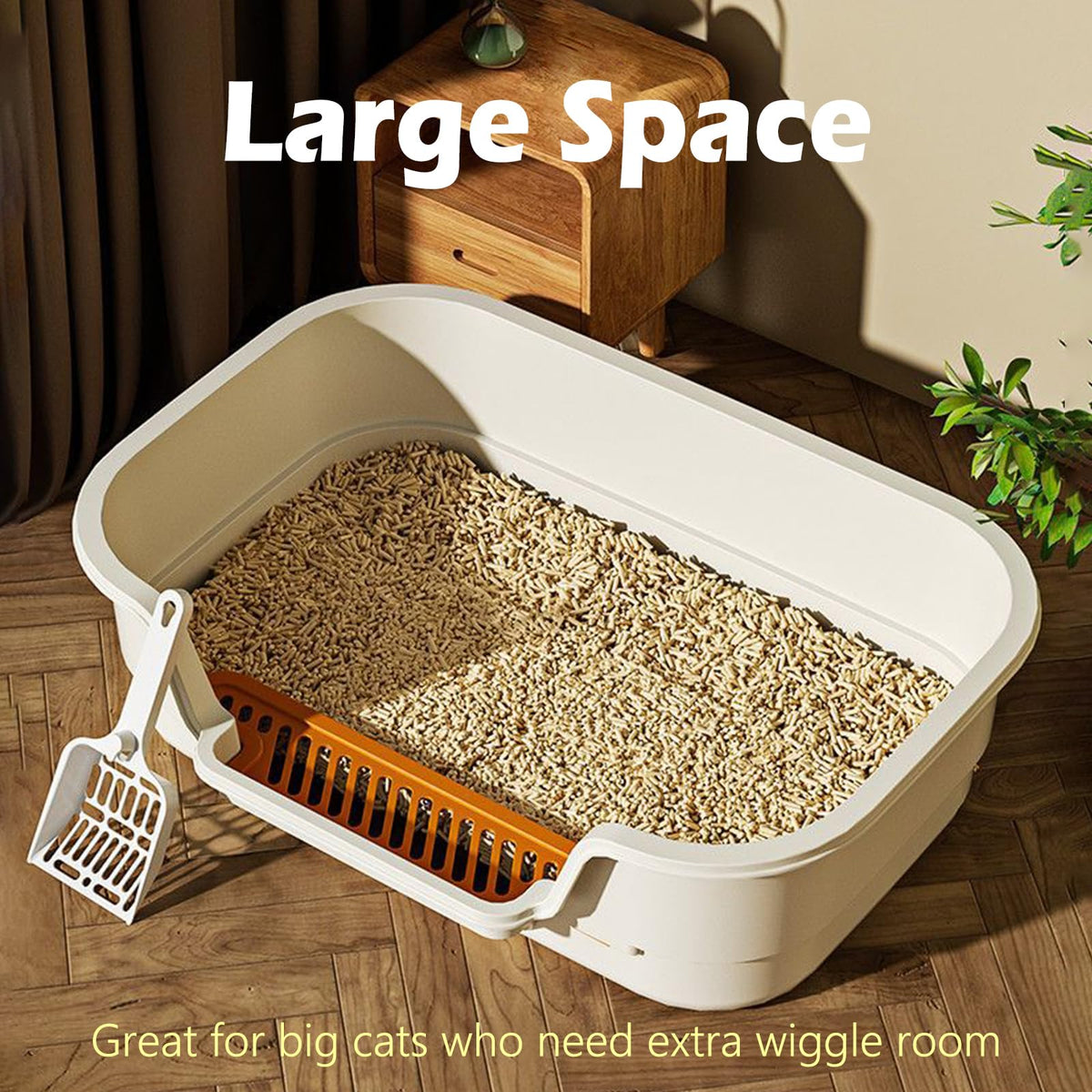 Large High Sides Low Entry Cat Litter Box R2132