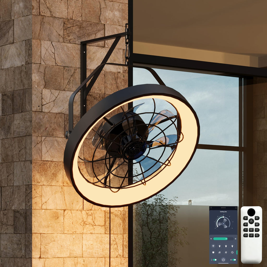 20 Inch Plug In Wall Mount Fan with Light I2892
