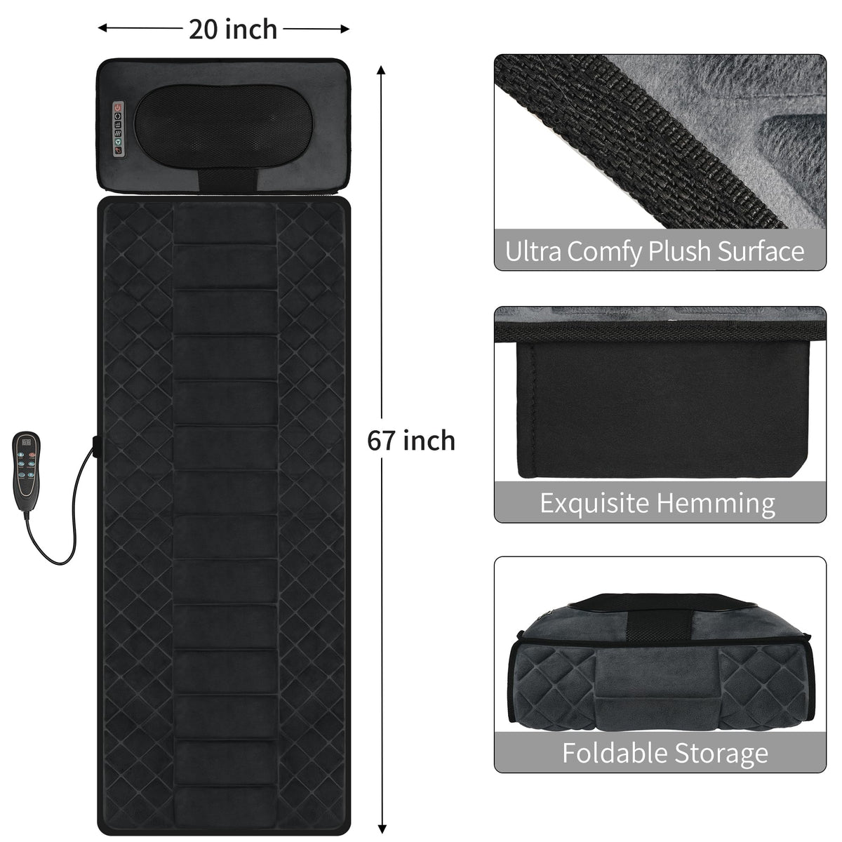 Full Body Massage Mat with Heat 10 Motors 9 Speeds 9 Modes O4047