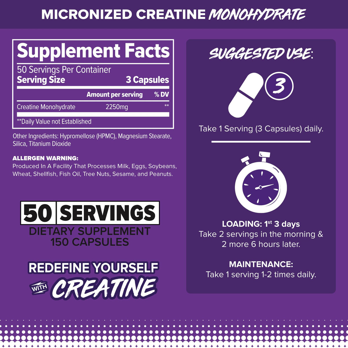 Pure Micronized Creatine Monohydrate 150 Capsules D6896
