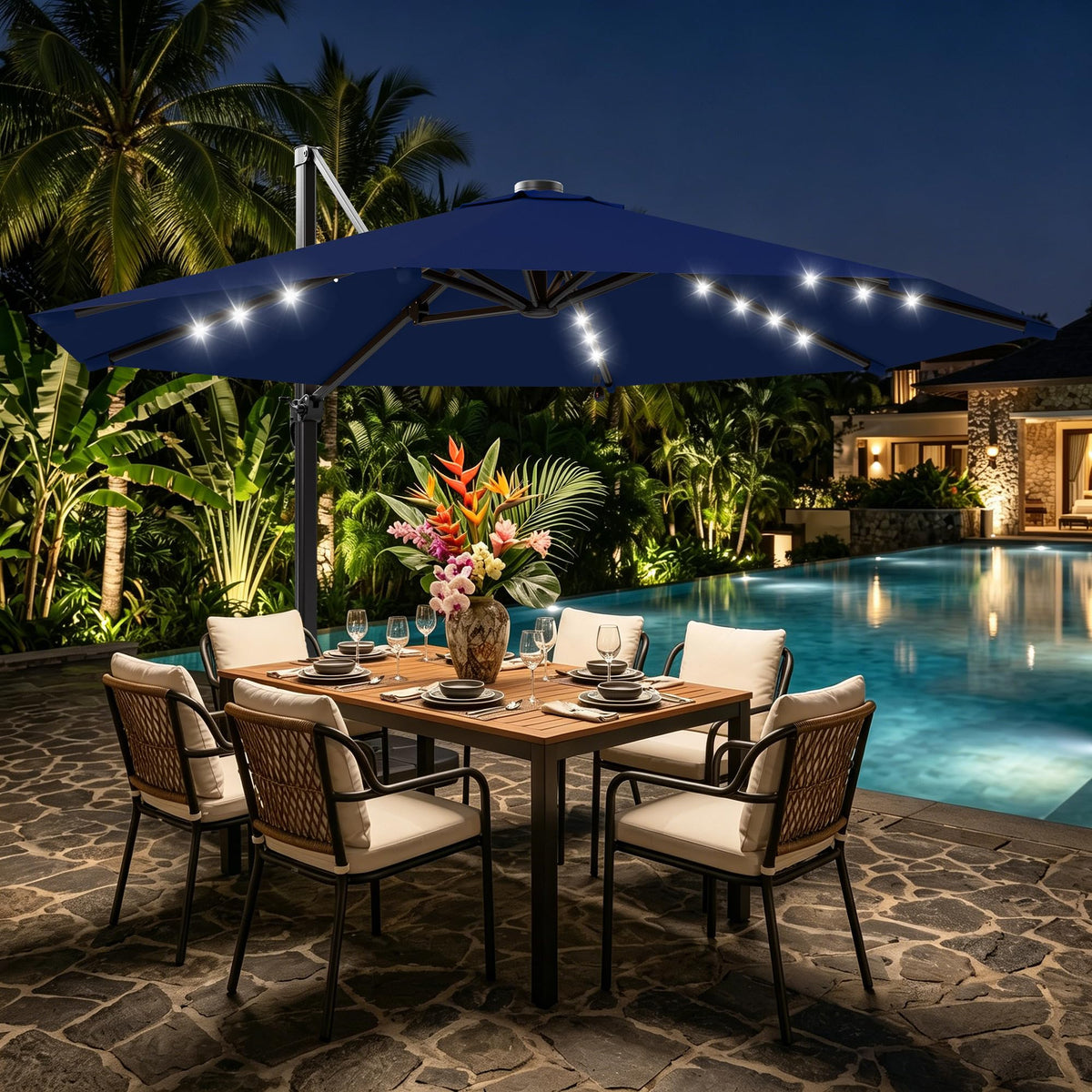 Cantilever Patio Umbrella with Lights Q485446
