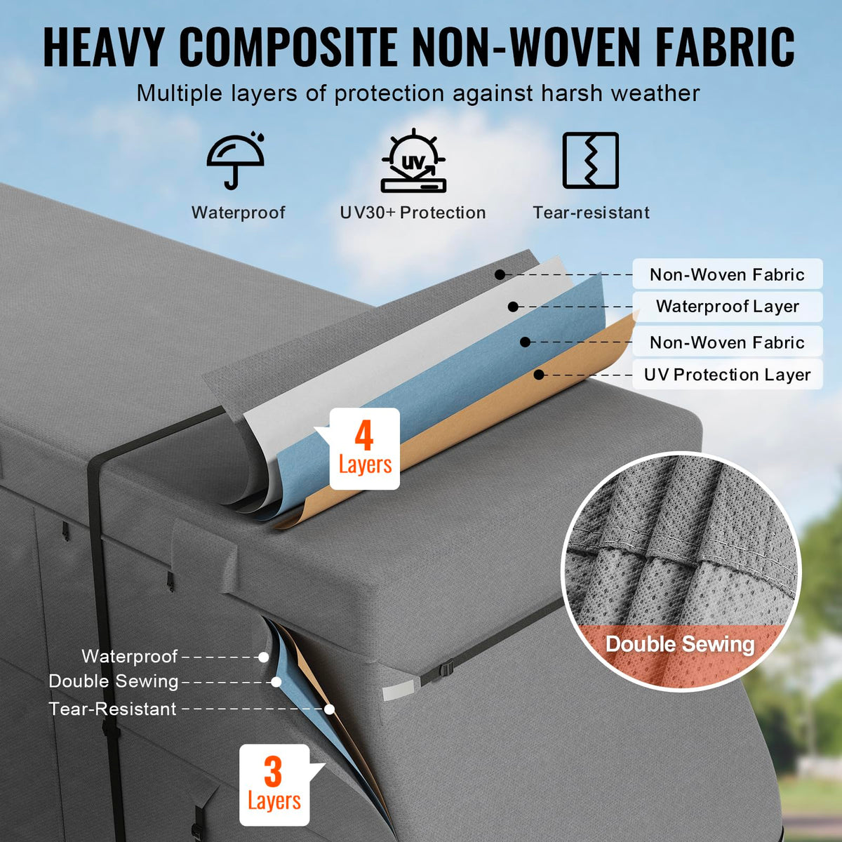 40-43 ft Non-Woven Fabric Waterproof RV Cover with Storage Bag U901