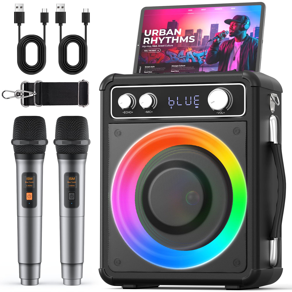 Karaoke Machine with 2 Wireless Mics B645406