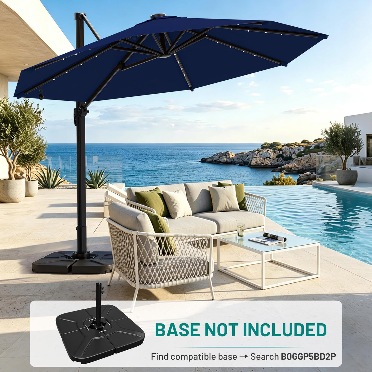 Cantilever Patio Umbrella with Lights Q485446