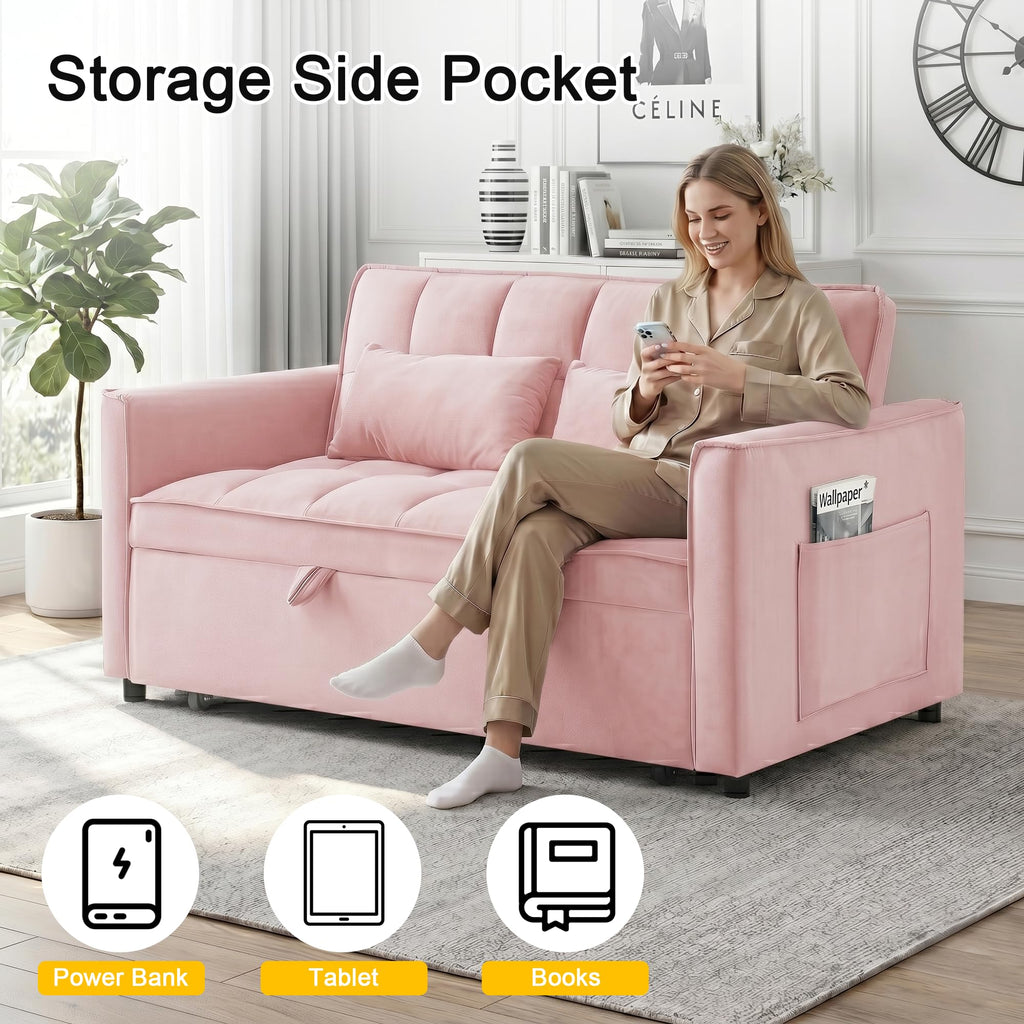 Pink Velvet 3-in-1 Sofa Bed V99809