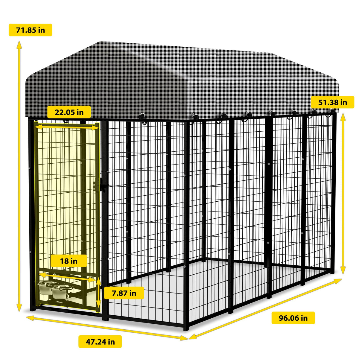 8x4x6 FT Outdoor Dog Kennel with Roof Cover L42582