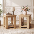 End Table Set of 2, 2-Tier Square Side Table with Storage Shelf A718