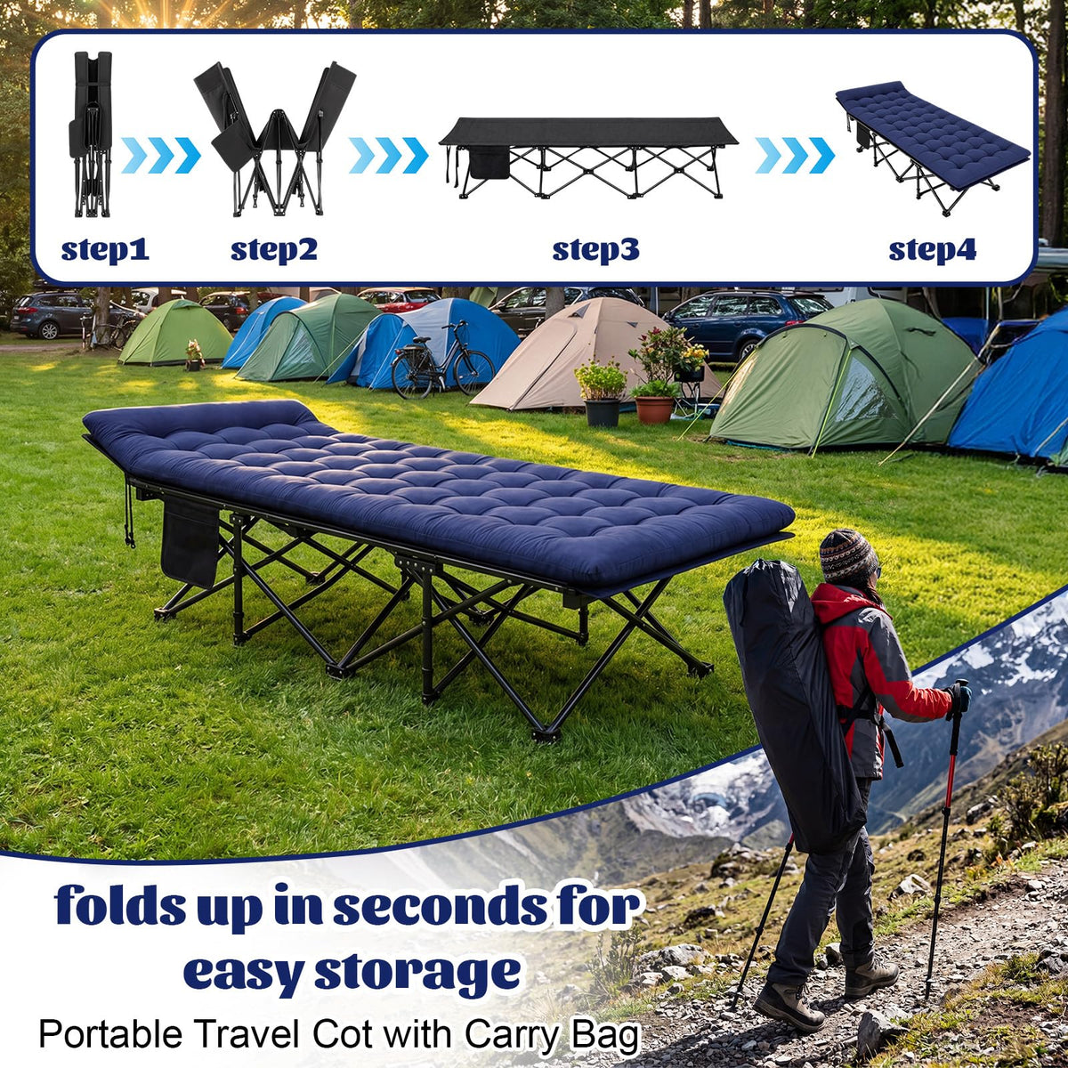 2 Pack Folding Camping Cot with Mattress Q6014