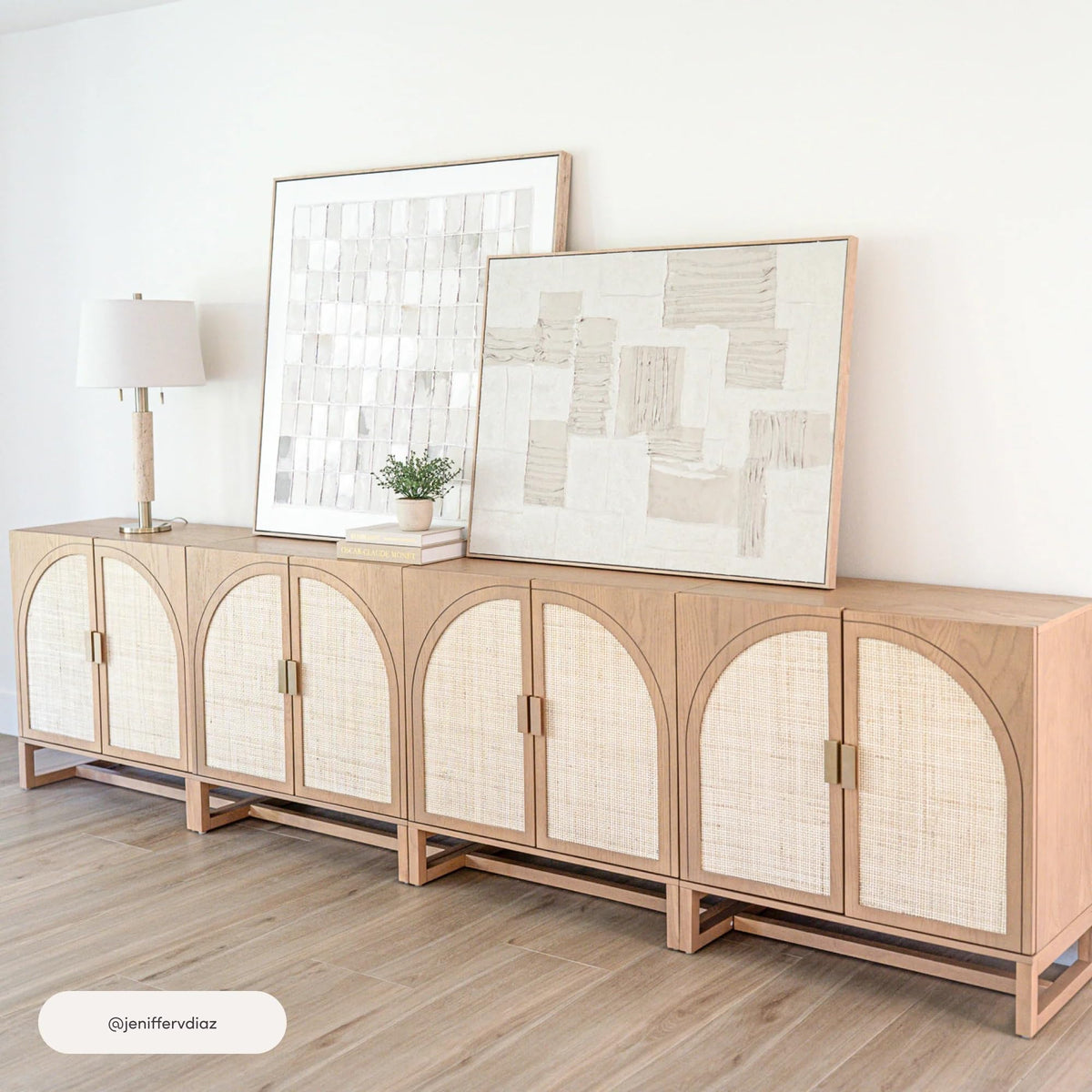 Mid-Century Modern Wood Storage Cabinet with Doors E647760