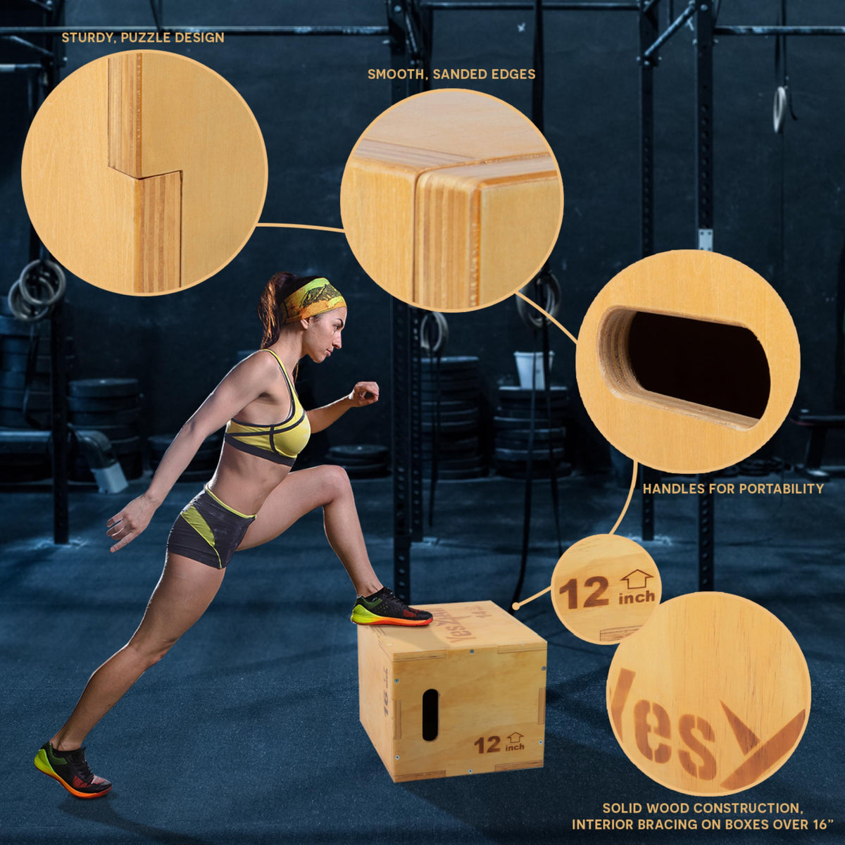 3-in-1 Wooden Plyo Box D53669