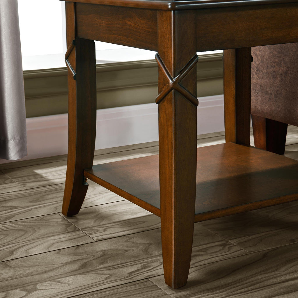 Solid Wood Side End Table with Storage Shelf D2903