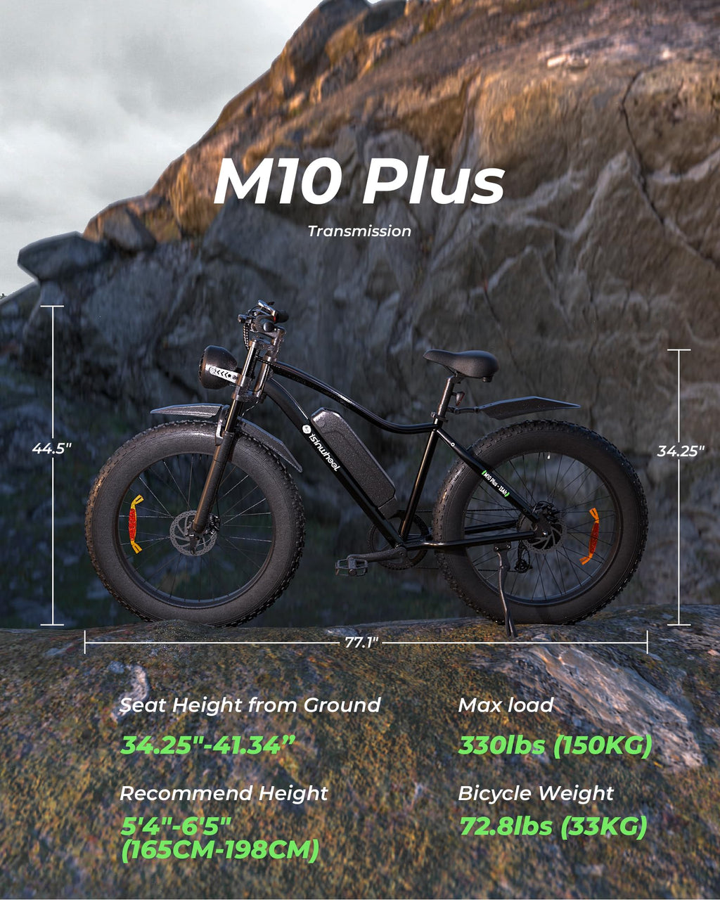 1000W 22 MPH 20"x4" Fat Tire Electric Bike M686