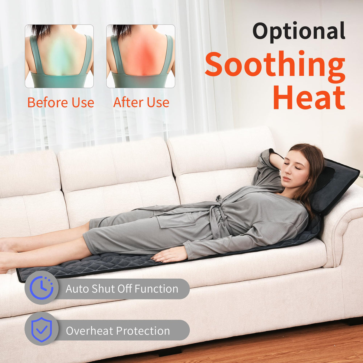 Full Body Massage Mat with Heat 10 Motors 9 Speeds 9 Modes O4047