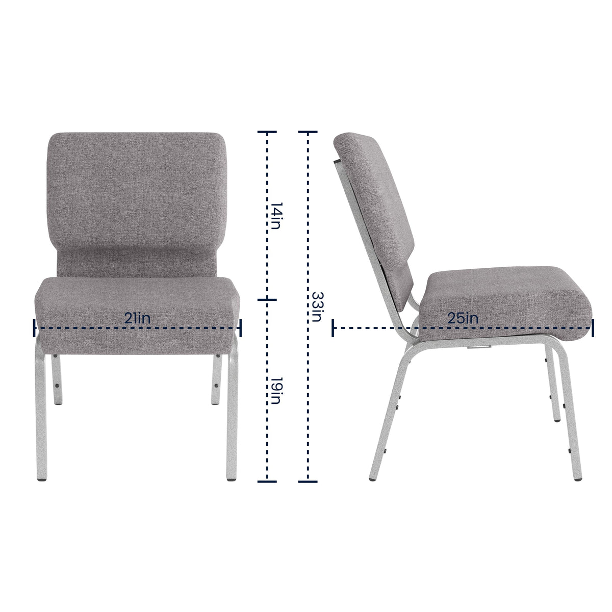 4 Pack Stacking Church Chair in Gray Fabric I5678