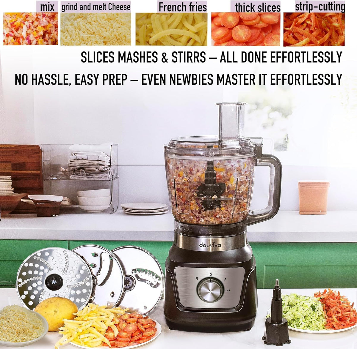 8-Cup Food Processor & Blender Combo, 1000W, Black I18351