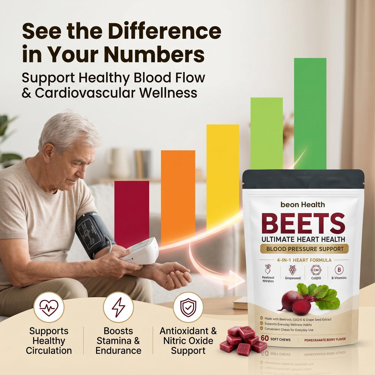 500mg Beetroot CoQ10 Grape Seed Extract Chews N810148