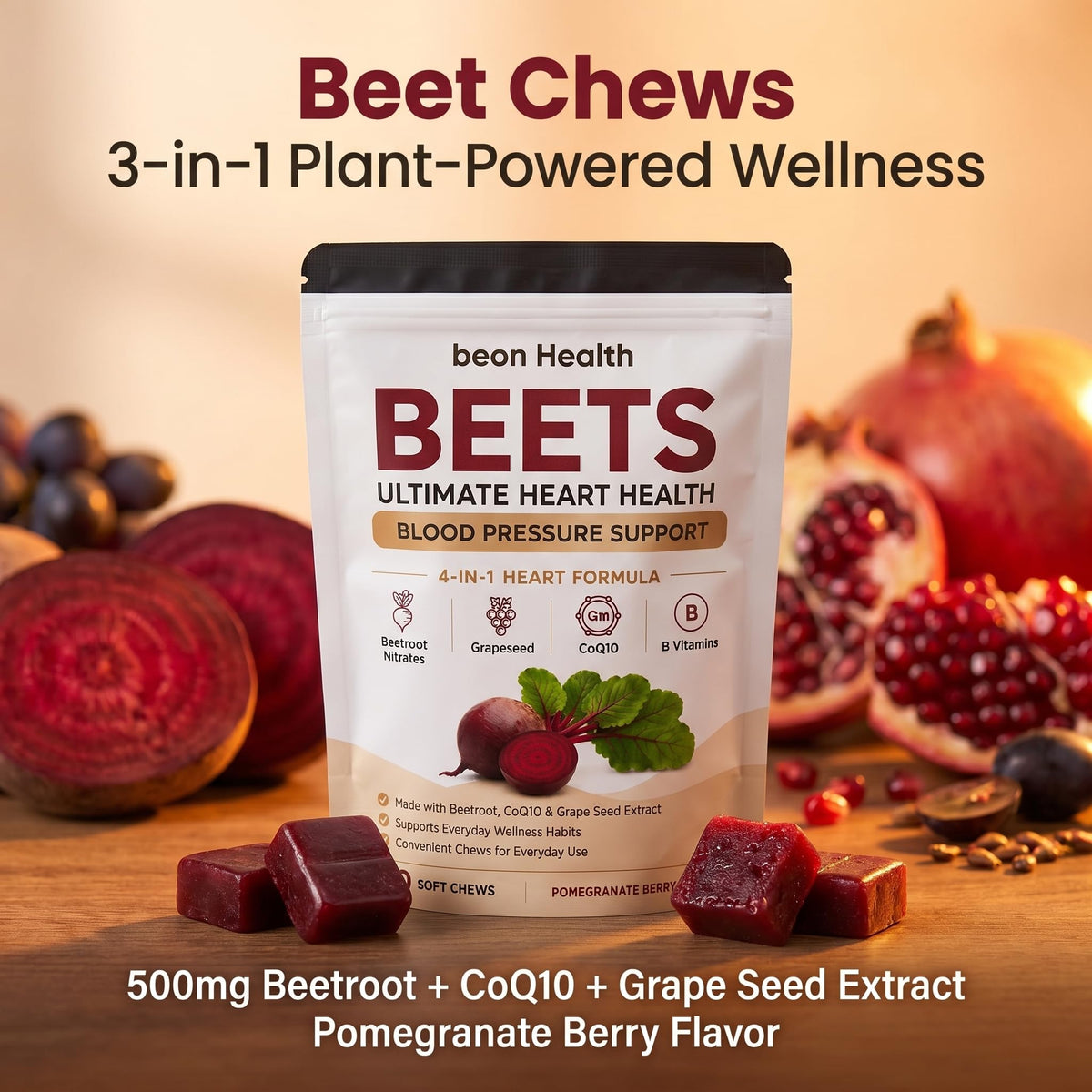 500mg Beetroot CoQ10 Grape Seed Extract Chews N810148