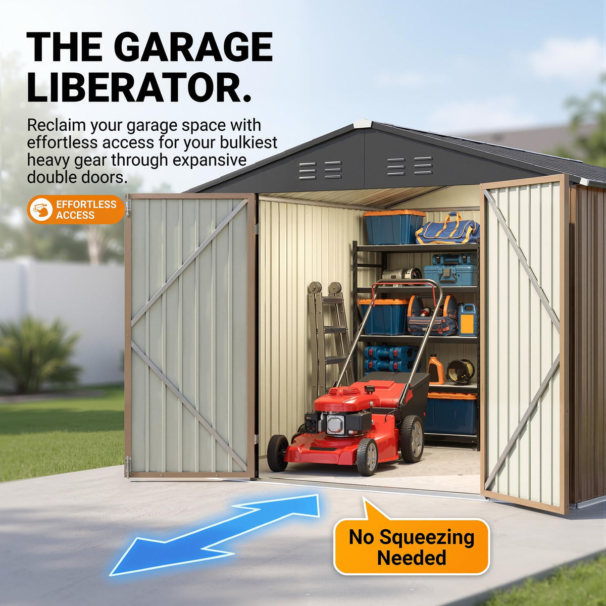 8x10 FT Metal Outdoor Storage Shed with Lockable Door P750