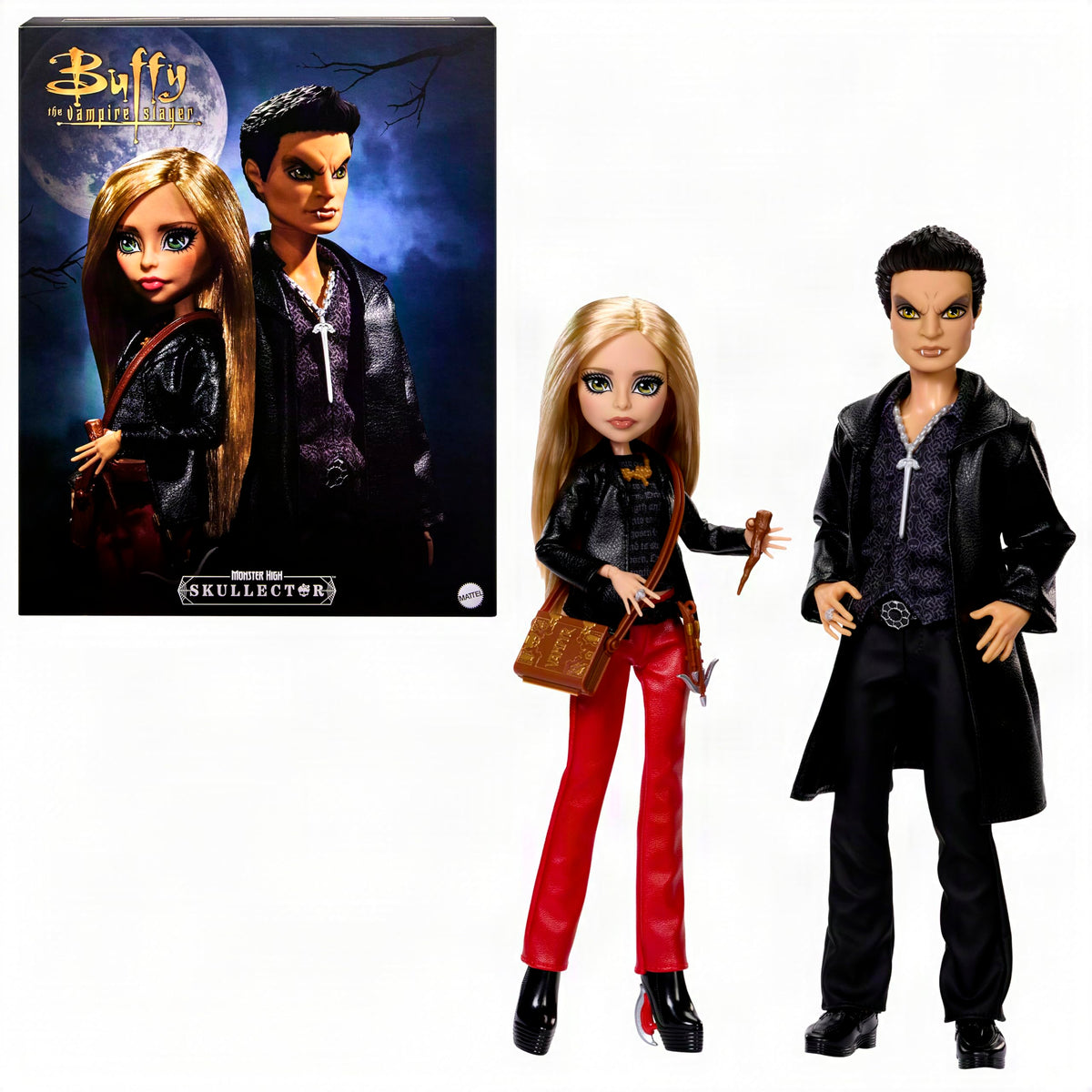 Buffy & Angel Dolls 2-Pack with Faux Leather Clothes T8636