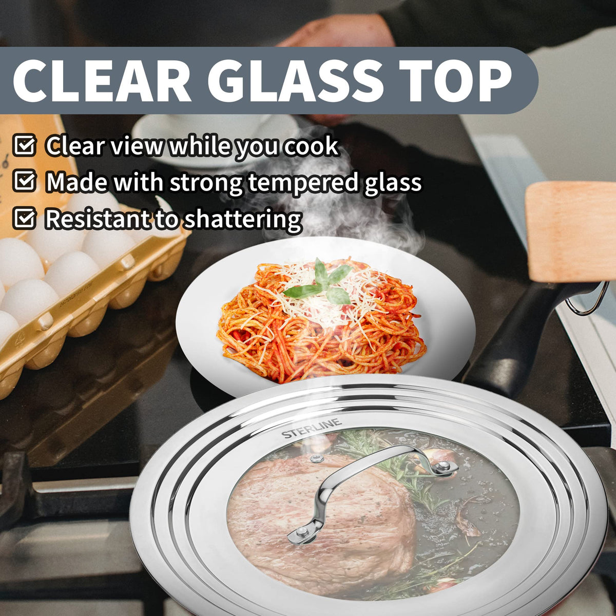 Tempered Glass Universal Lid with Steam Vent S67105